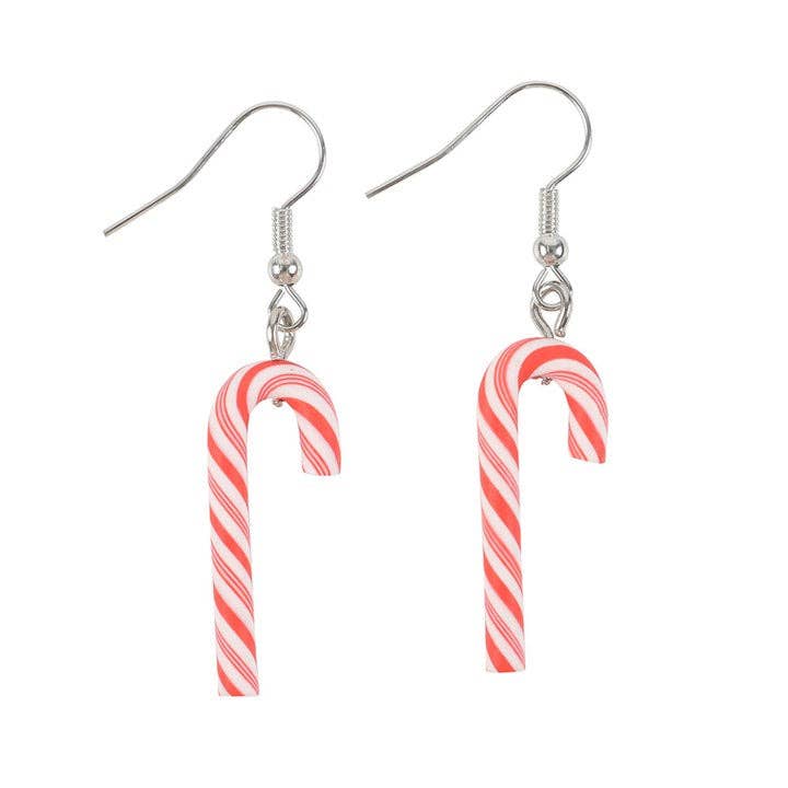 Earrings - Dangling Candy Cane