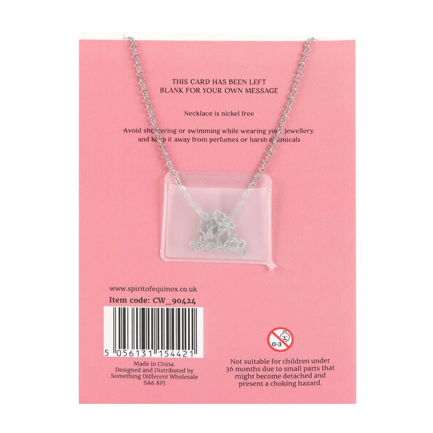Greeting Card - Rose Quartz Crystal Moon Necklace