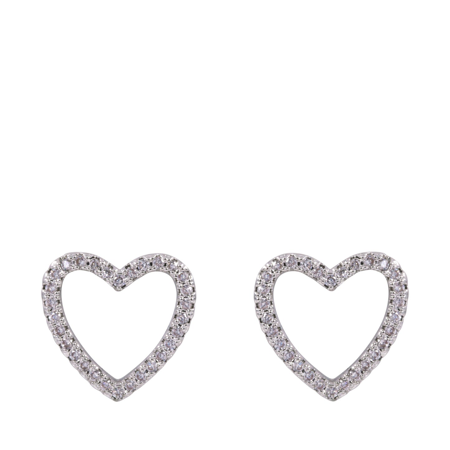 White Gold Plated Heart Stud Earrings