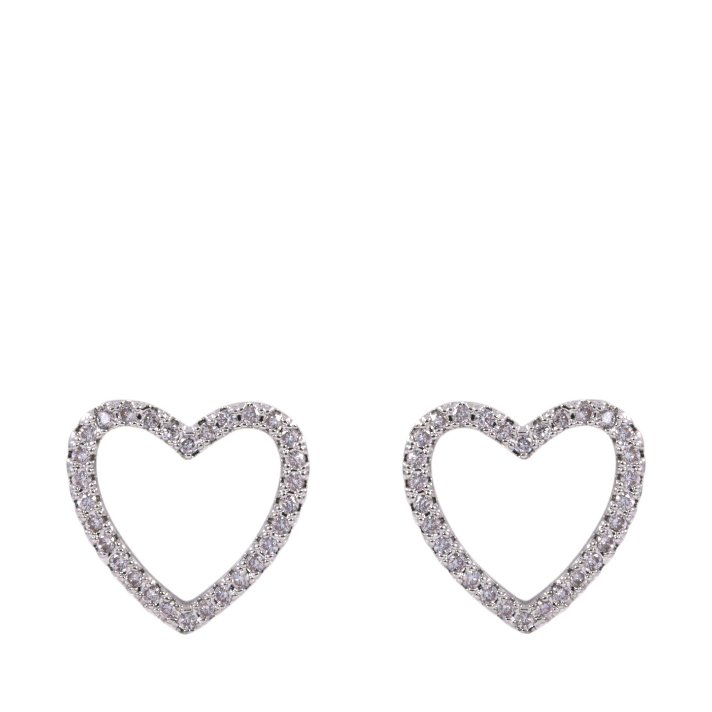 White Gold Plated Heart Stud Earrings