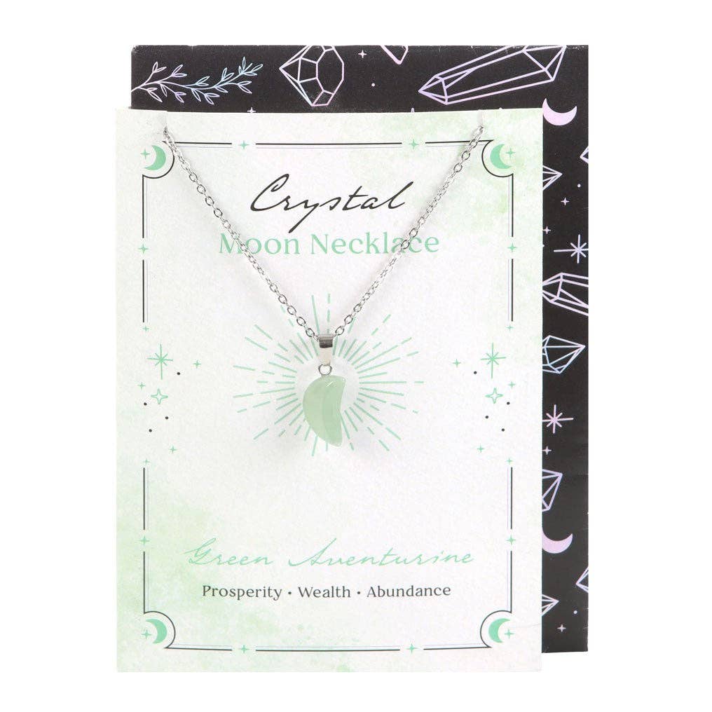 Greeting Card - Green Crystal Moon Necklace