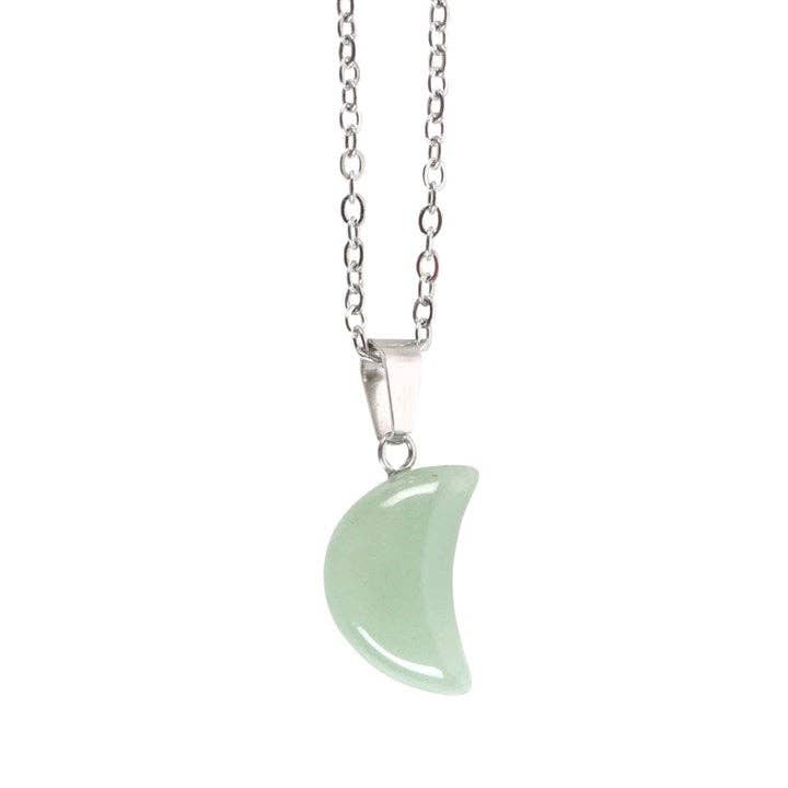 Greeting Card - Green Crystal Moon Necklace