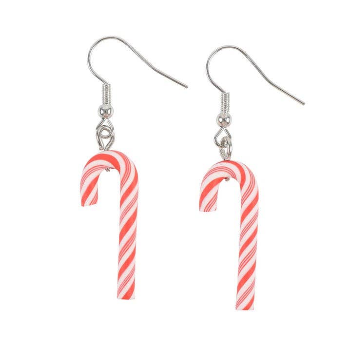 Earrings - Dangling Candy Cane