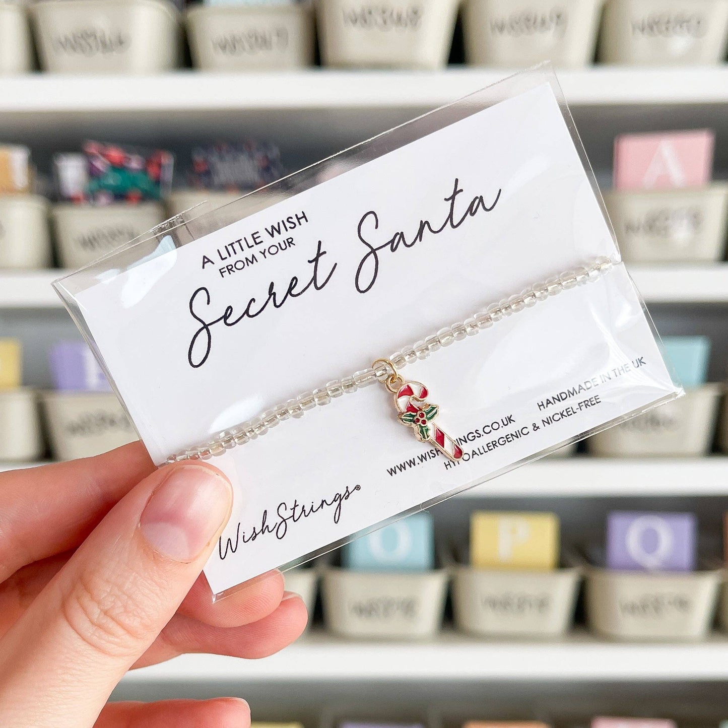 Glass Seed Bead Bracelet - Candy Cane