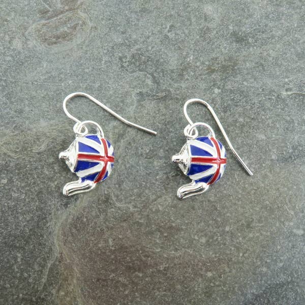 Union Jack Teapot - Dangly Earrings