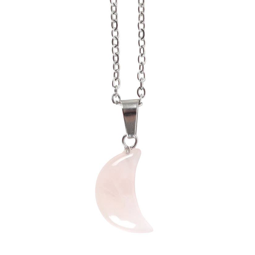 Greeting Card - Rose Quartz Crystal Moon Necklace