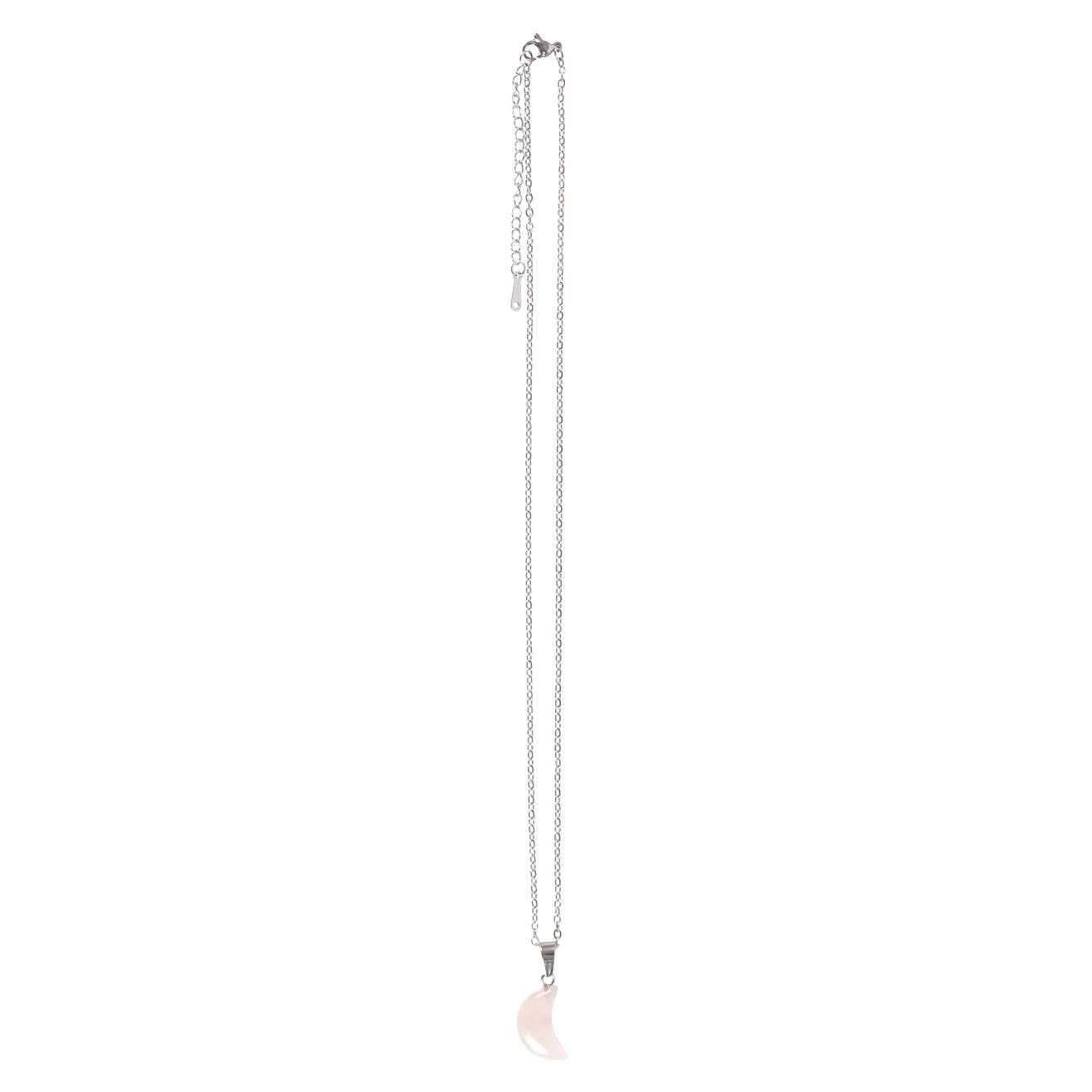 Greeting Card - Rose Quartz Crystal Moon Necklace