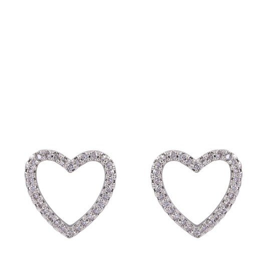 White Gold Plated Heart Stud Earrings
