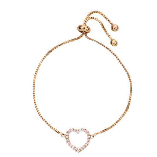 Vivienne Heart Drawstring Bracelet Gold Cubic Zirconia