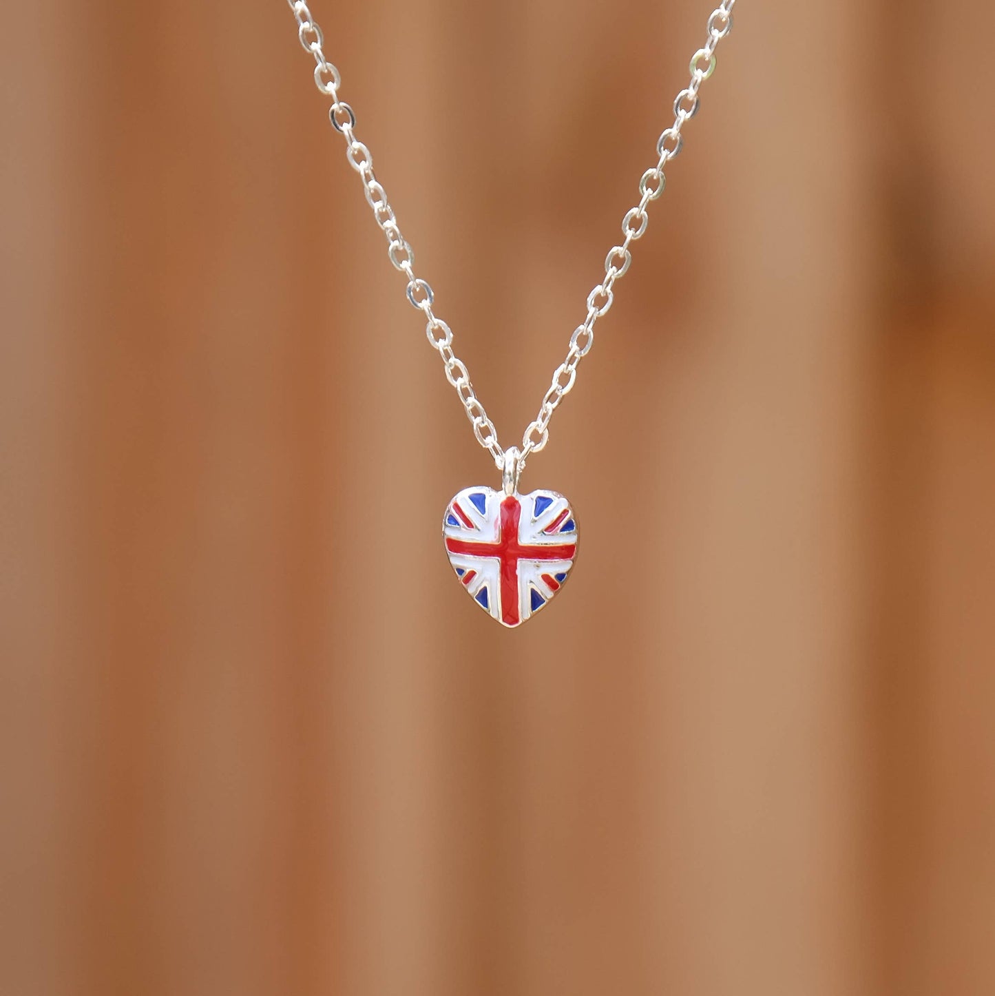 Union Jack Flag - Petite Heart Shaped Necklace