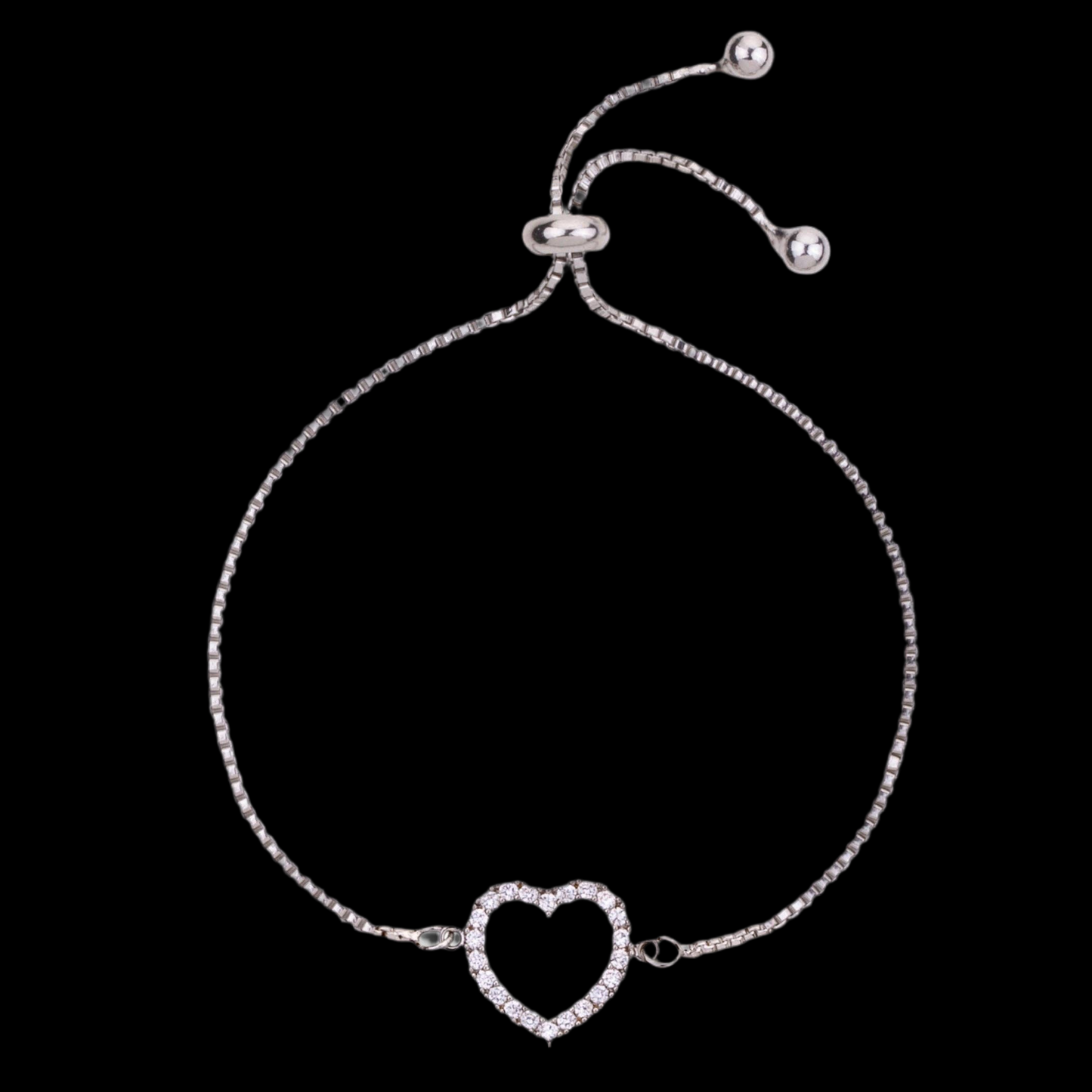 Vivienne Heart Drawstring Bracelet In White Gold