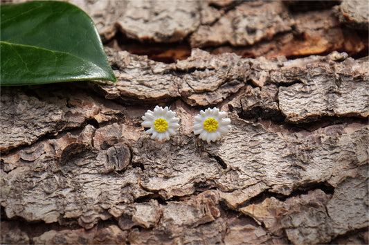 Earrings - Daisy White Flower Studs