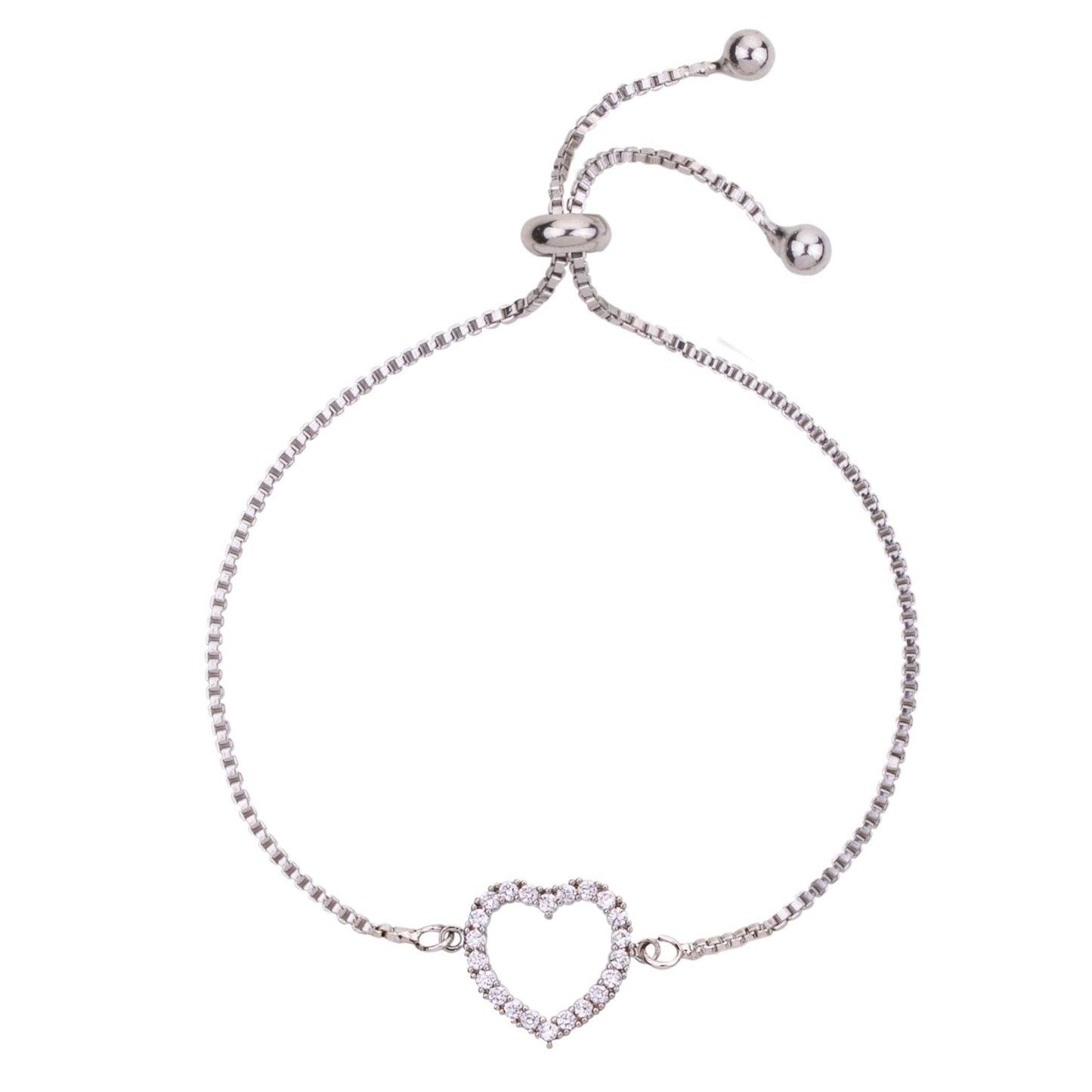 Vivienne Heart Drawstring Bracelet In White Gold