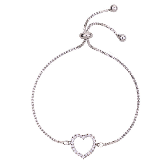 Vivienne Heart Drawstring Bracelet In White Gold