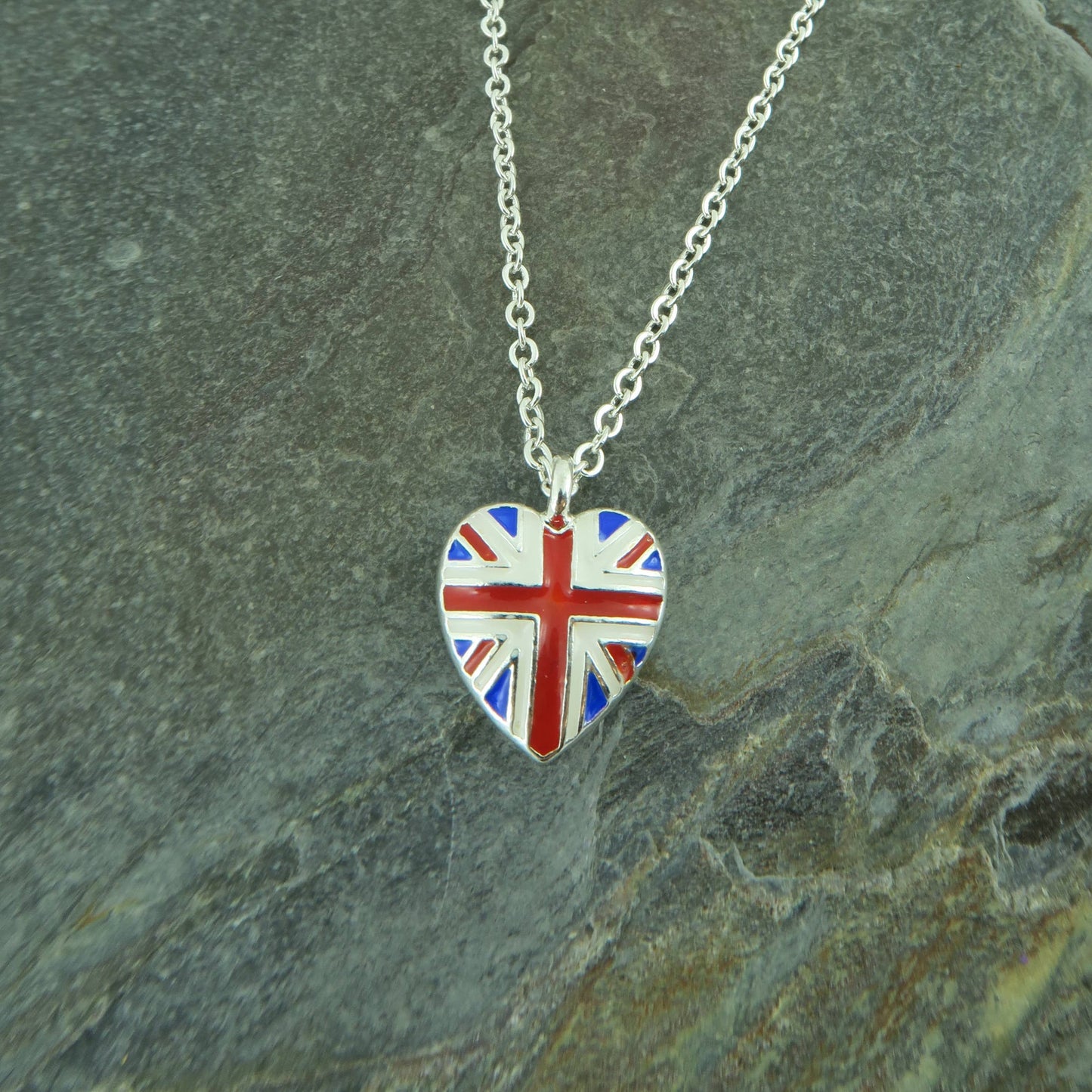 Union Jack Flag - Petite Heart Shaped Necklace