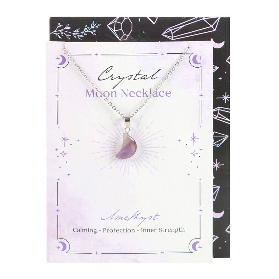 Greeting Card - Amethyst Crystal Moon Necklace
