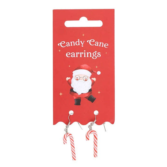 Earrings - Dangling Candy Cane
