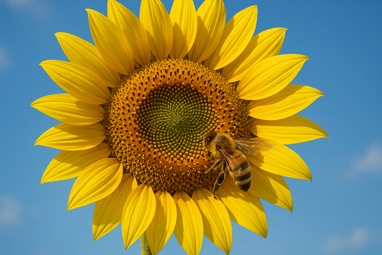 sunflower and bee